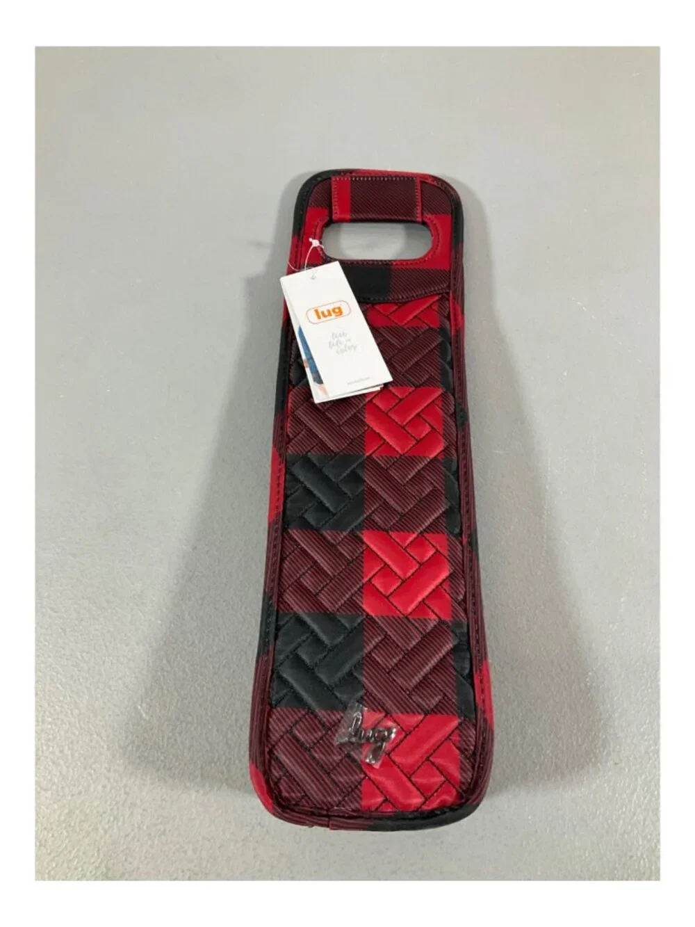 Lug Buffalo Check Red Insulated Wine Tote Duo with Carrying Handles - Stylish & - Picture 2 of 8